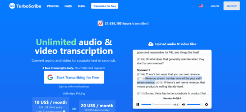 TurboScribe.ai - Inteligencia Artificial IA - inteligenciaartificialia.com