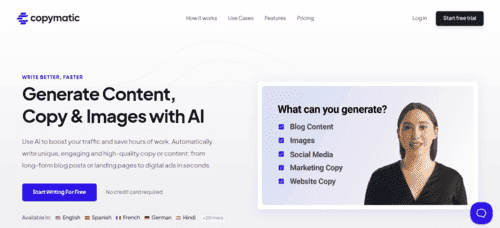 Copymatic.ai - Inteligencia Artificial IA - inteligenciaartificialia.com